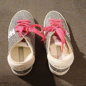 Nine West Silver and Pink Glitter Sneakers LL2